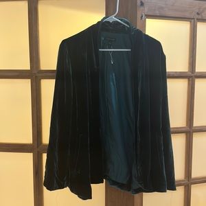 Eileen Fisher velvet silk vest / jacket / cardigan - moss green